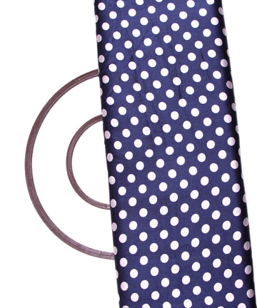 Navy Blue Colour Polka Dots Print Satin Fabric
